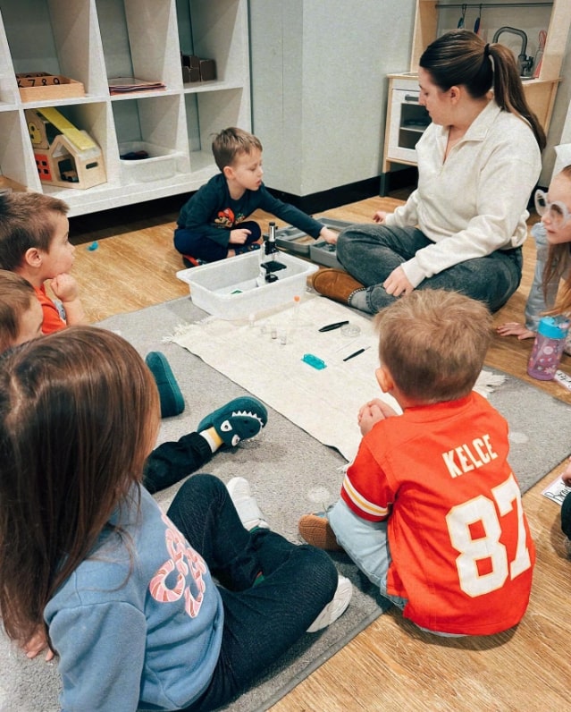 Students in a group science class